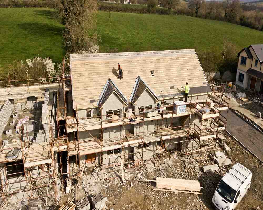 a building under construction with scaffolding